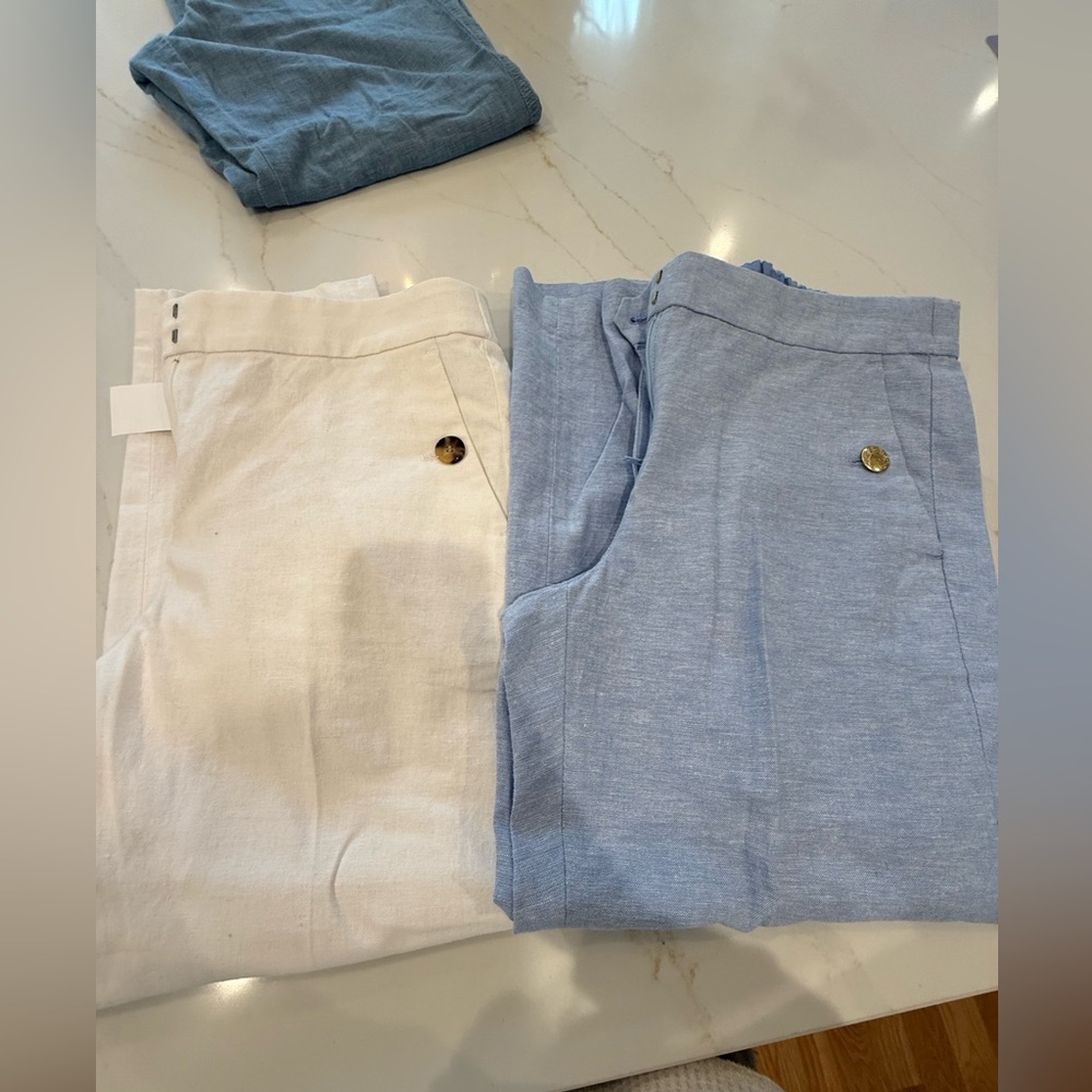 NWT jcrew linen straight leg pants , set of two size 6P